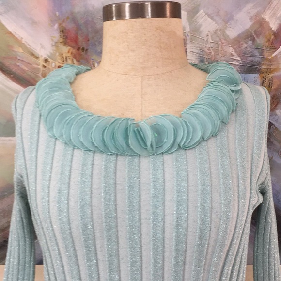 Sandra King Lifestyle Sequins Ruffle Neckline Top - Picture 3 of 11